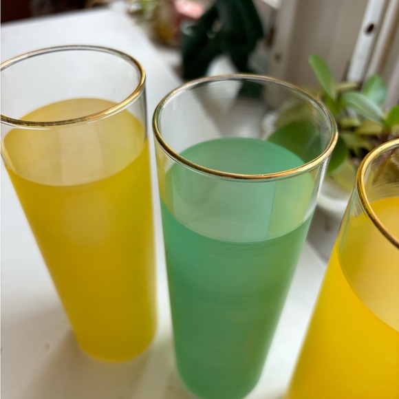 Vintage Fire King Cocktail/Highball Glasses Green/Yellow/Orange/Red Transferware - Picture 9 of 10